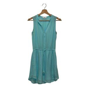 Babaton Aritzia  XXS Aqua Blue 100% Silk Sleeveless Mini Dress